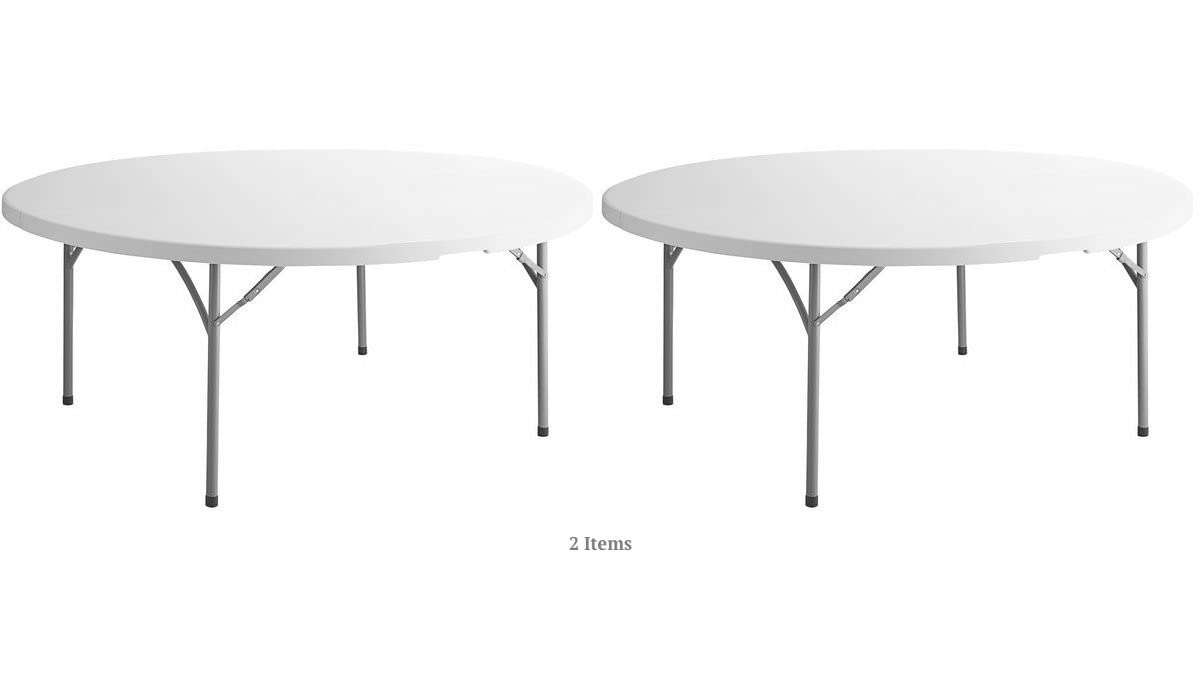 White 72 Inch Round Plastic Folding Table 2 Pack H941106