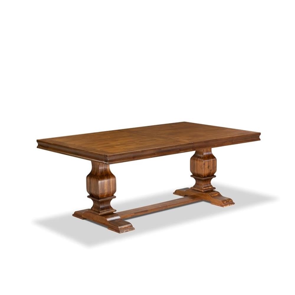 9-Piece Acacia Wood Dining Table Set with 8 Faux Leather Chairs W37482