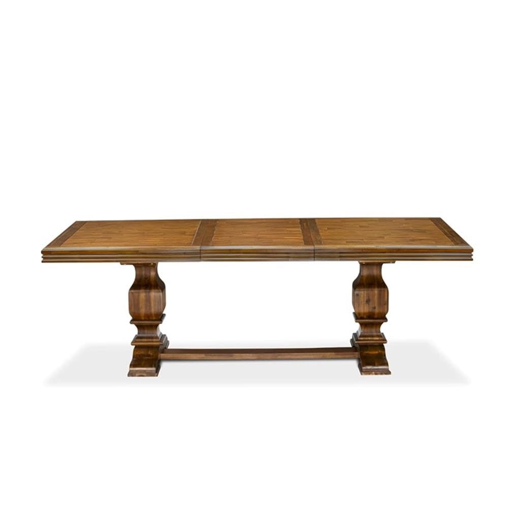 9-Piece Acacia Wood Dining Table Set with 8 Faux Leather Chairs W37482