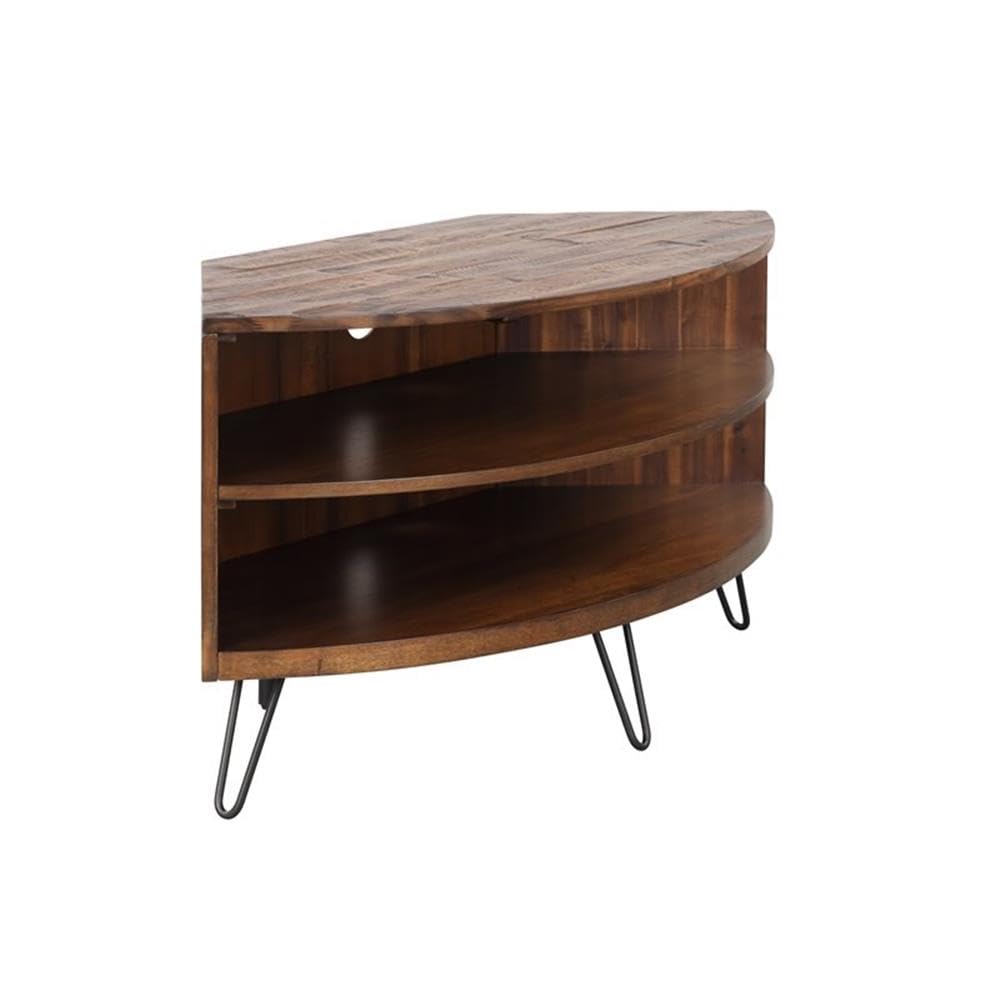 Brown Acacia Wood Corner Media Stand G451933