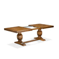 9-Piece Acacia Wood Dining Table Set with 8 Faux Leather Chairs W37482