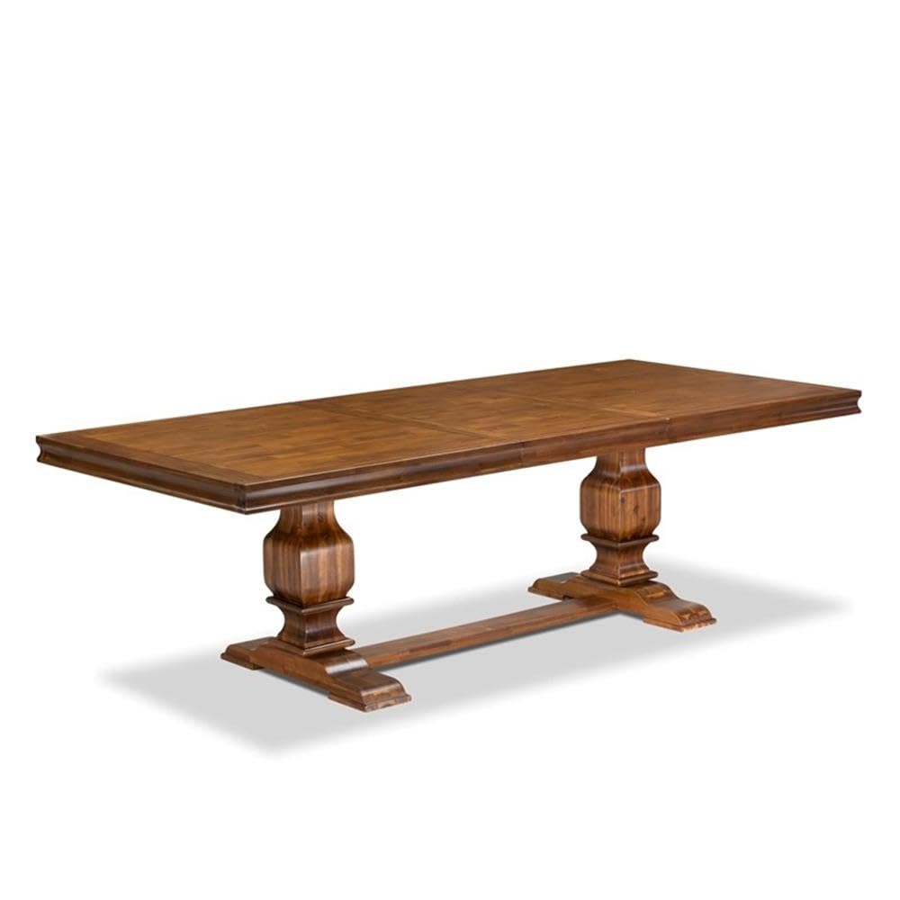 9-Piece Acacia Wood Dining Table Set with 8 Faux Leather Chairs W37482