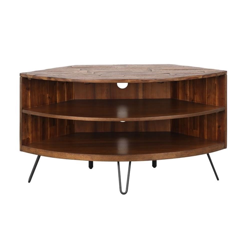 Brown Acacia Wood Corner Media Stand G451933