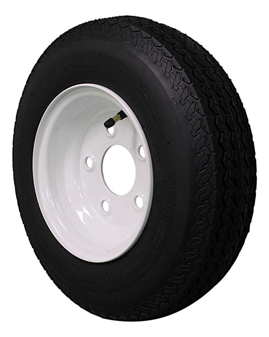 8 Trailer Tire & Wheel, Load Range C, 5 Lug White, 1 Pack W55804