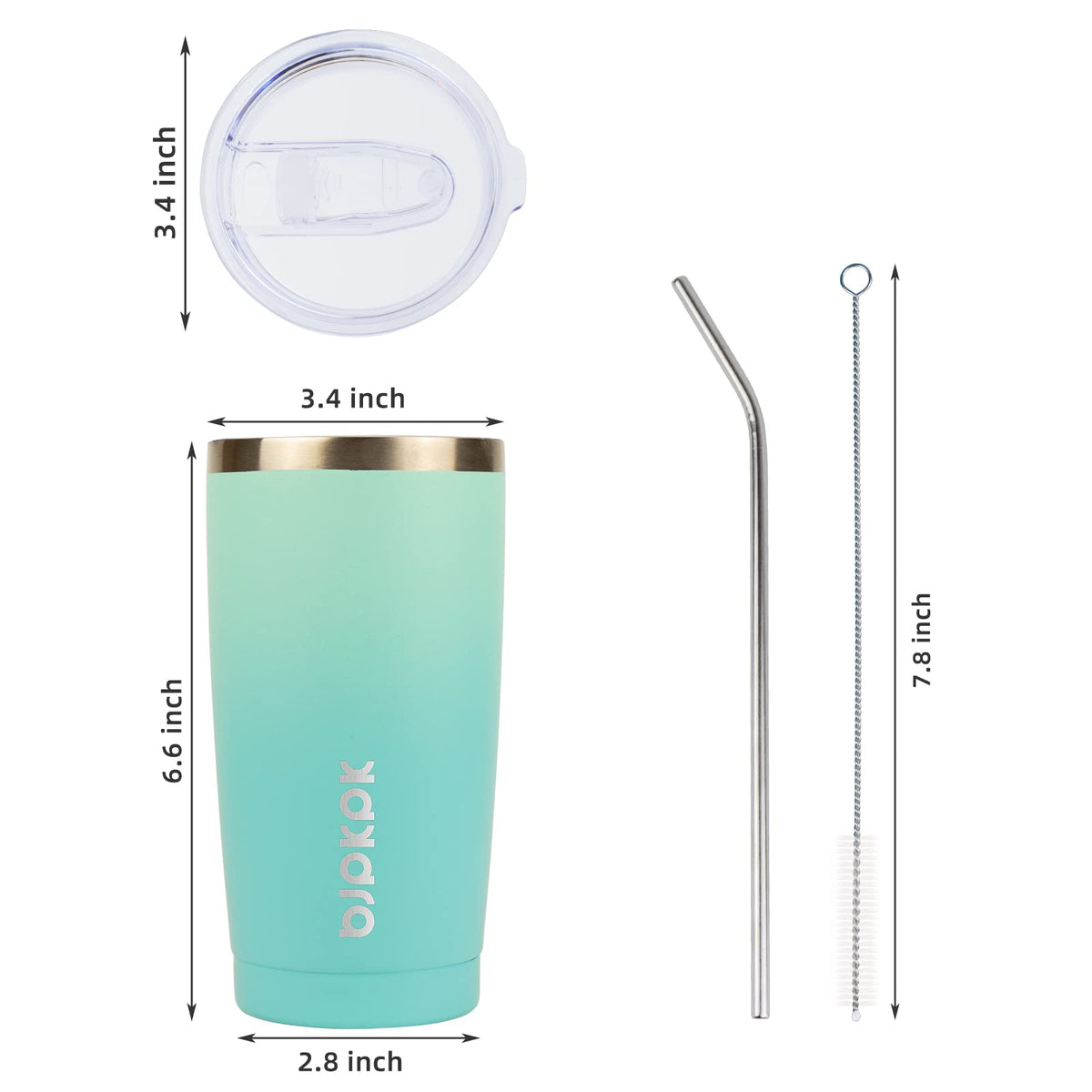 20oz Insulated Stainless Steel Tumbler with Lid & Straw R890883
