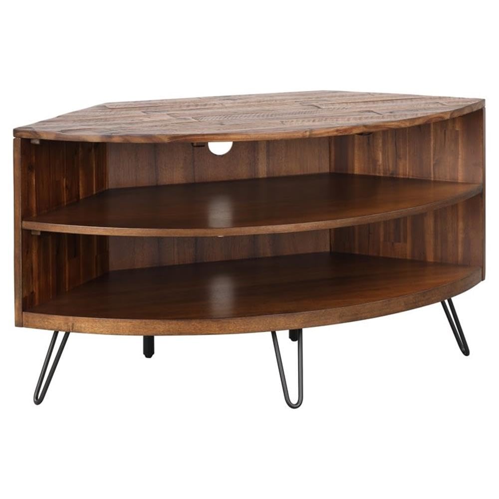 Brown Acacia Wood Corner Media Stand G451933