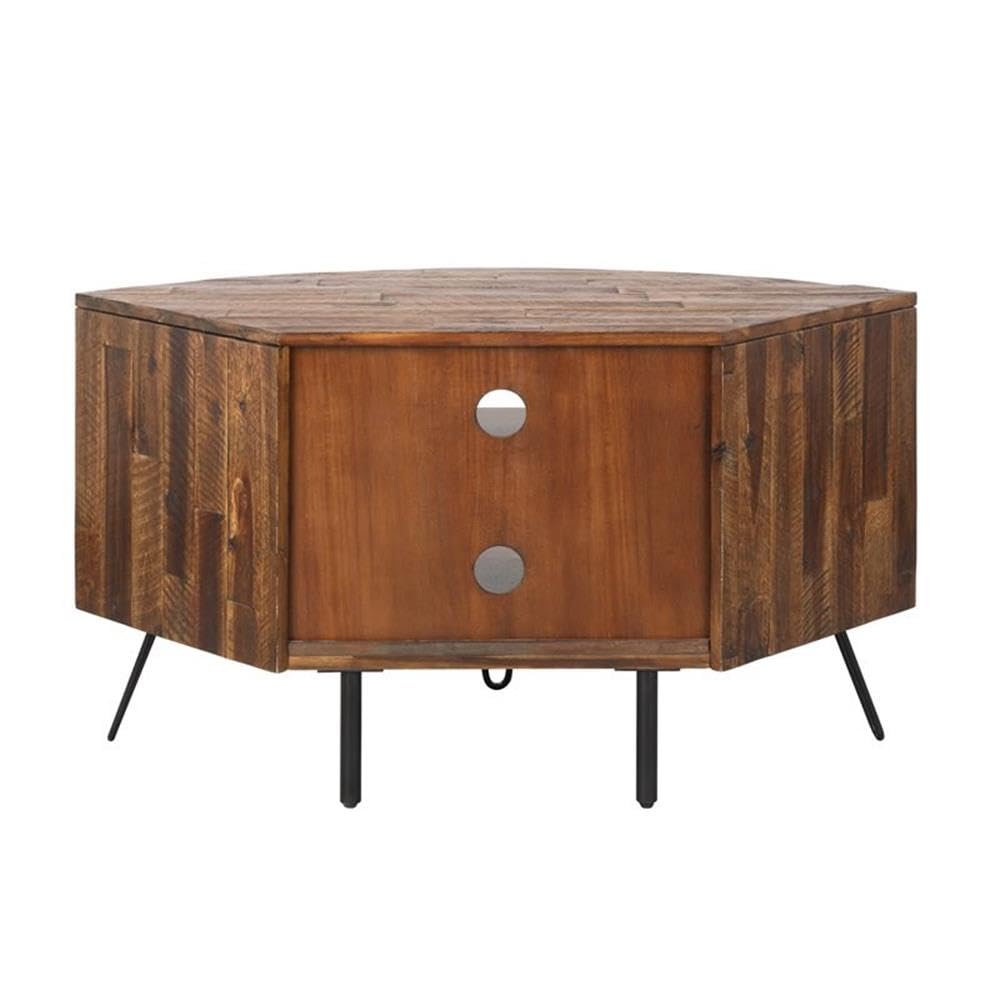 Brown Acacia Wood Corner Media Stand G451933