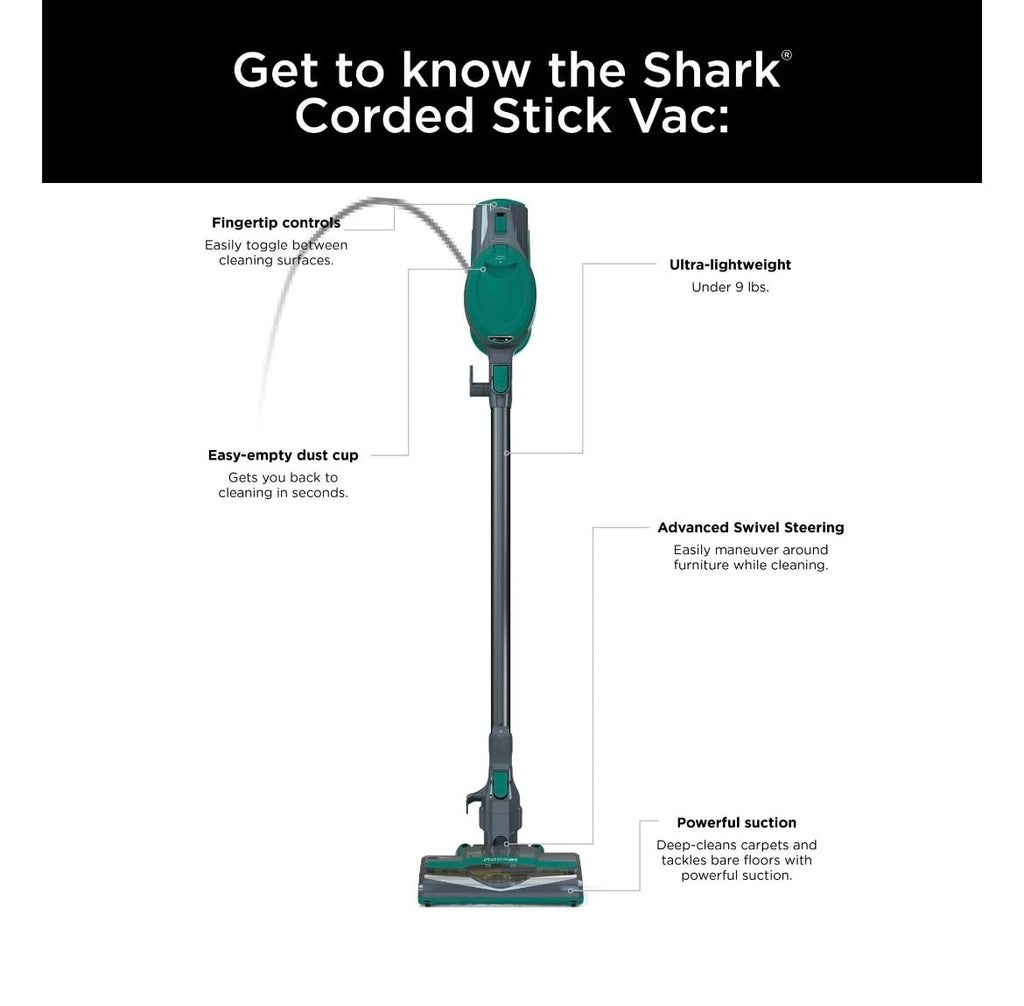 Ultra-Light Corded Vacuum for Carpets & Hard Floors, Green C25632