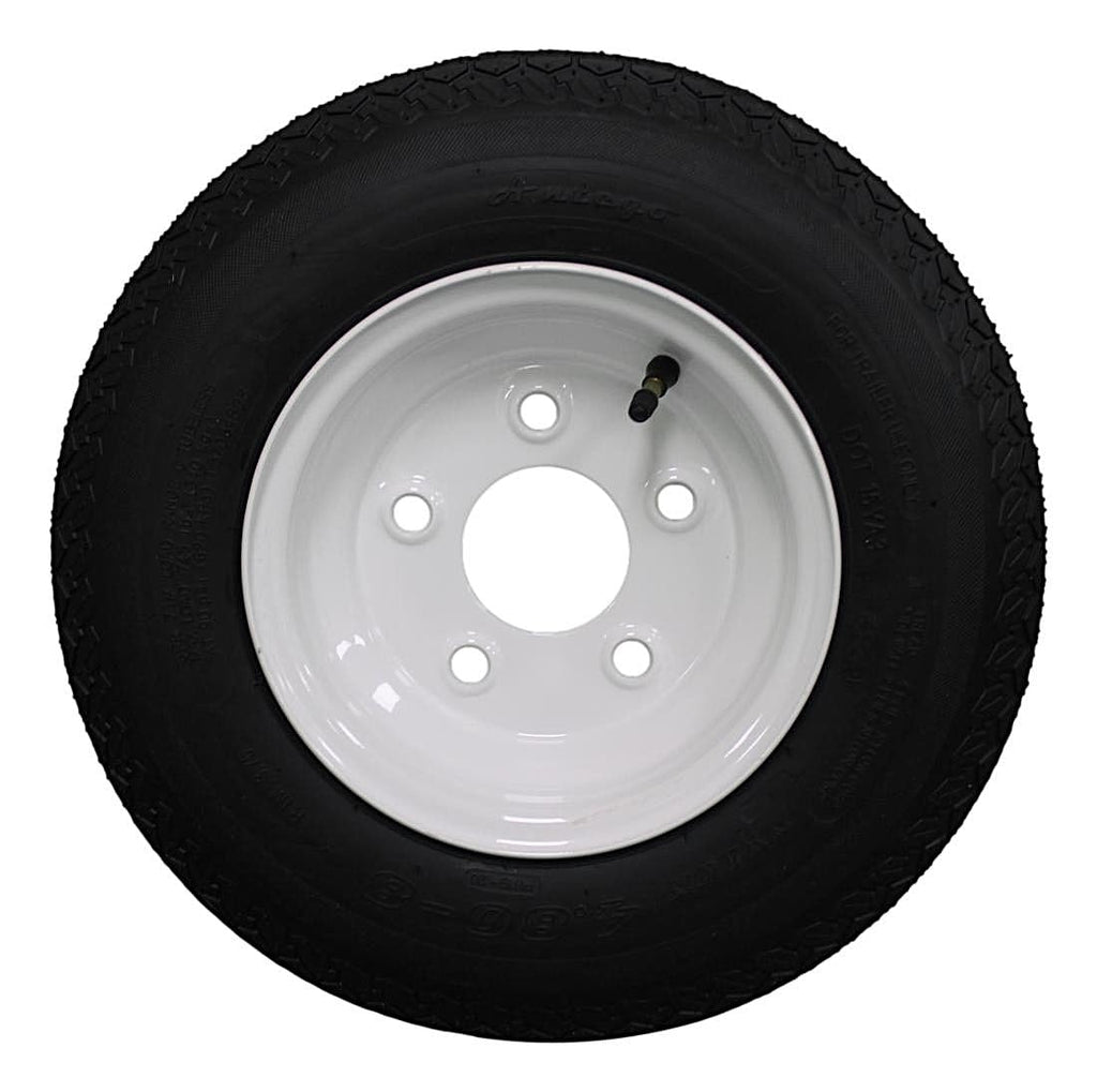8 Trailer Tire & Wheel, Load Range C, 5 Lug White, 1 Pack W55804