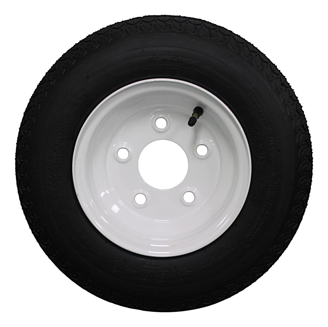 8 Trailer Tire & Wheel, Load Range C, 5 Lug White, 1 Pack W55804