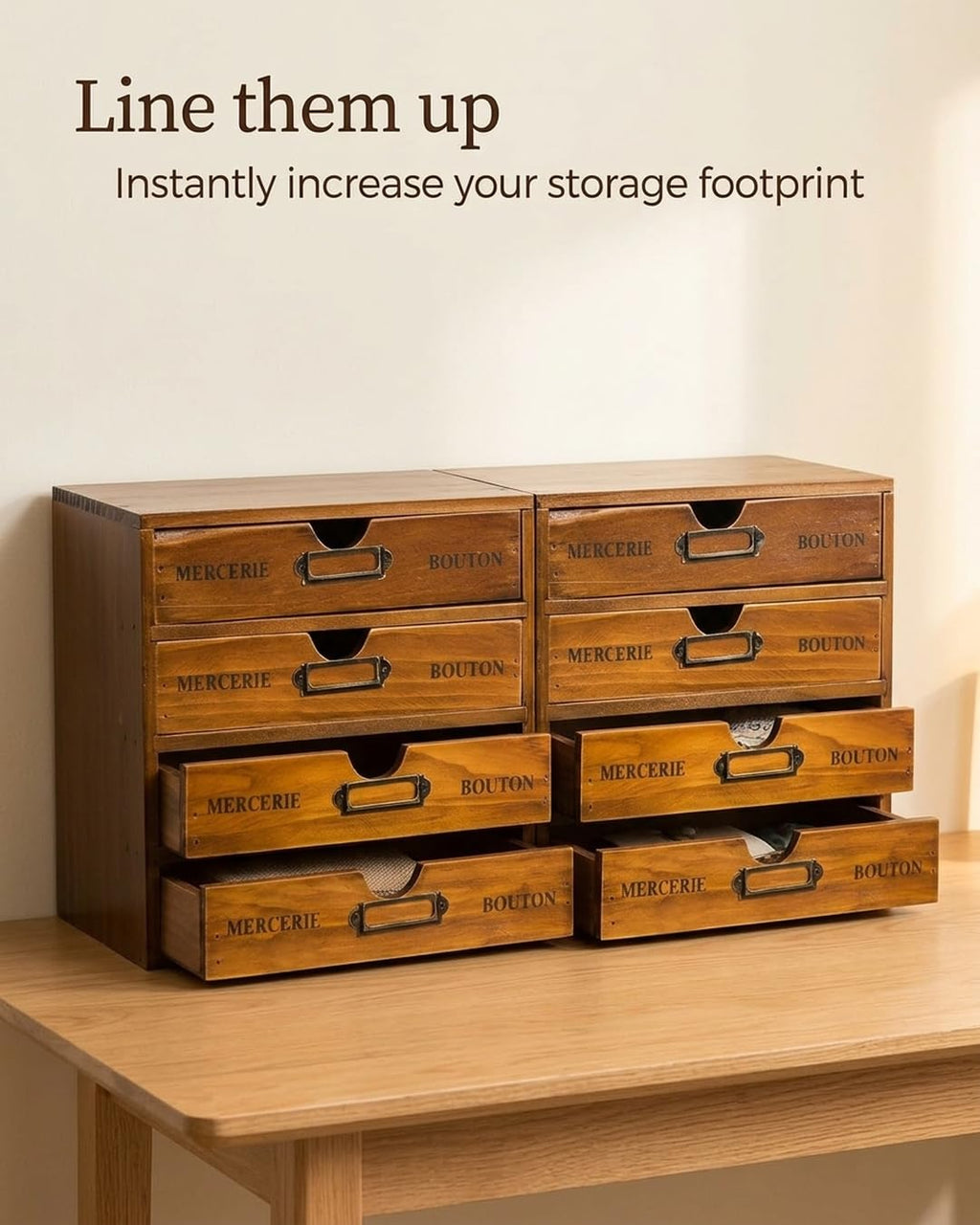 Modular Stackable 4 Drawer Wood Storage Box D22553