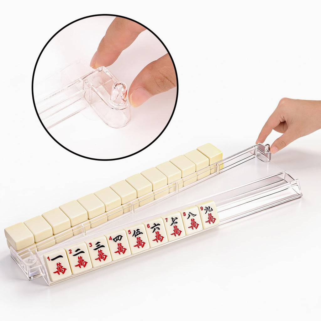 Set of 4 Clear Mahjong Racks with Pushers W858