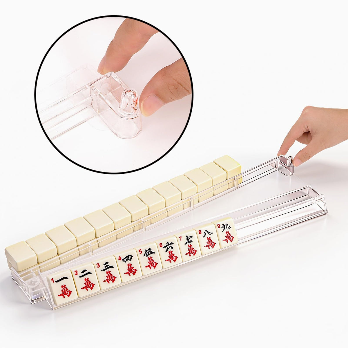 Set of 4 Clear Mahjong Racks with Pushers W858