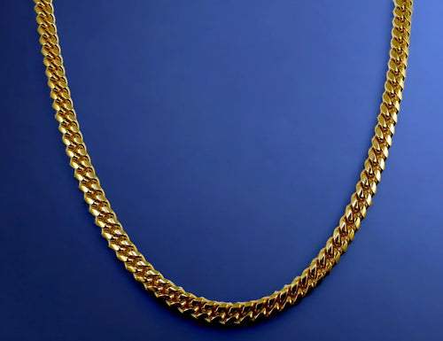 10K Yellow Gold Solid Miami Cuban Link Chain N6522