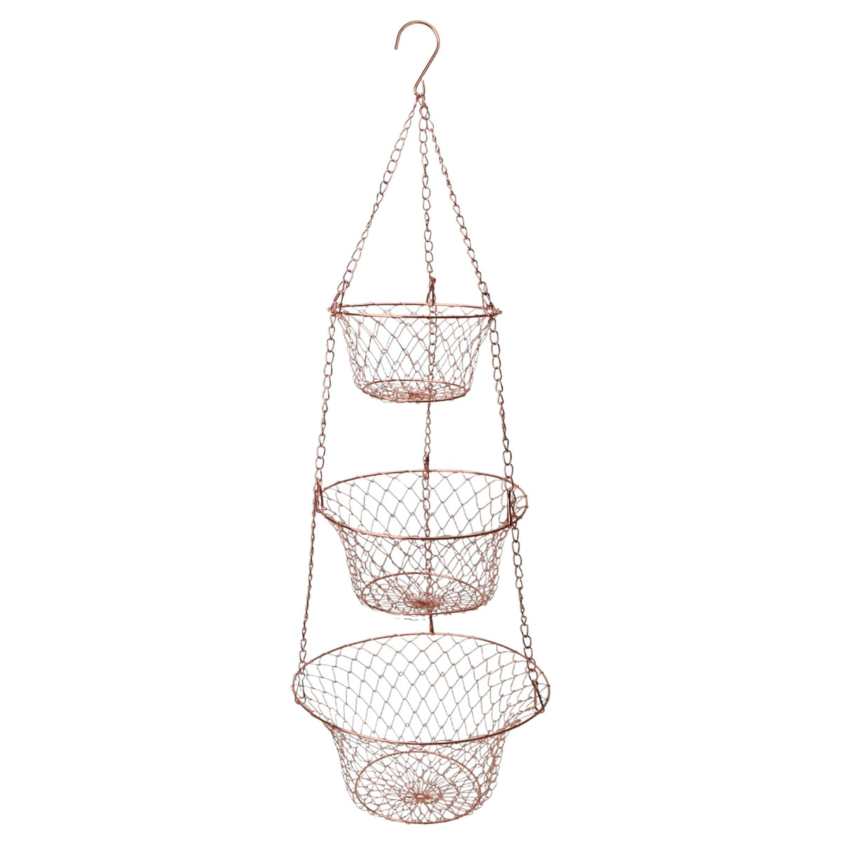 3 Tier Heavy Duty Wire Fruit and Vegetable Basket with Hooks B662240