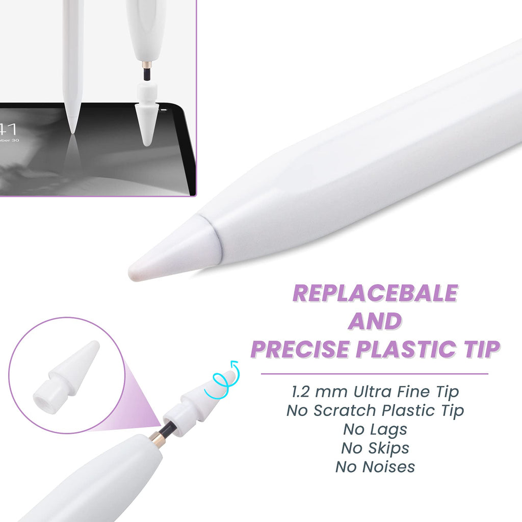 White Stylus Pen for iPad with Palm Rejection and Tilt Sensitive R1009
