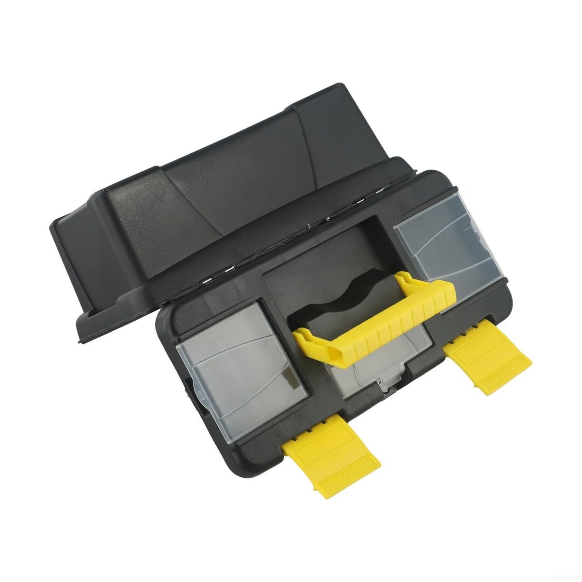 Black 10-Inch Plastic Toolbox with Dual Layers and Embedded Handle L987