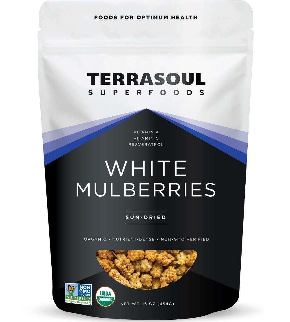Organic Sun-dried White Mulberries, 2 Lbs (Pack of 2) F439413