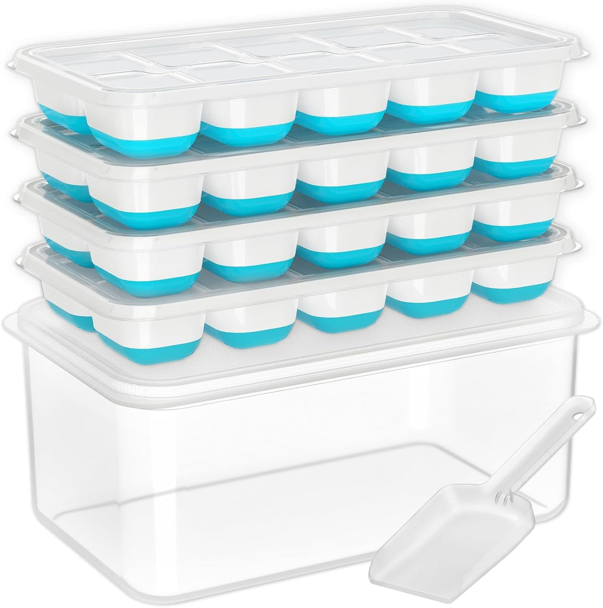 Ice Cube Tray with Lid and Bin, 4 Pack T426