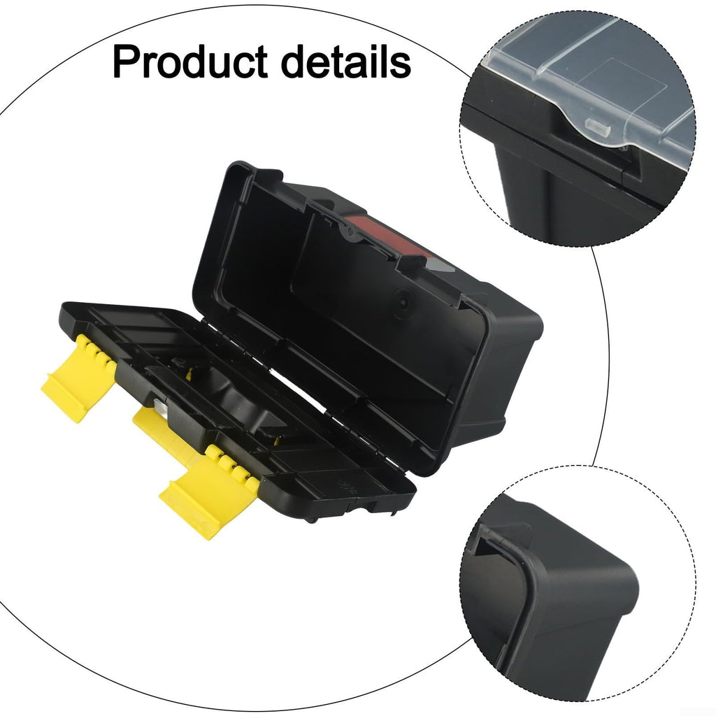 Black 10-Inch Plastic Toolbox with Dual Layers and Embedded Handle L987