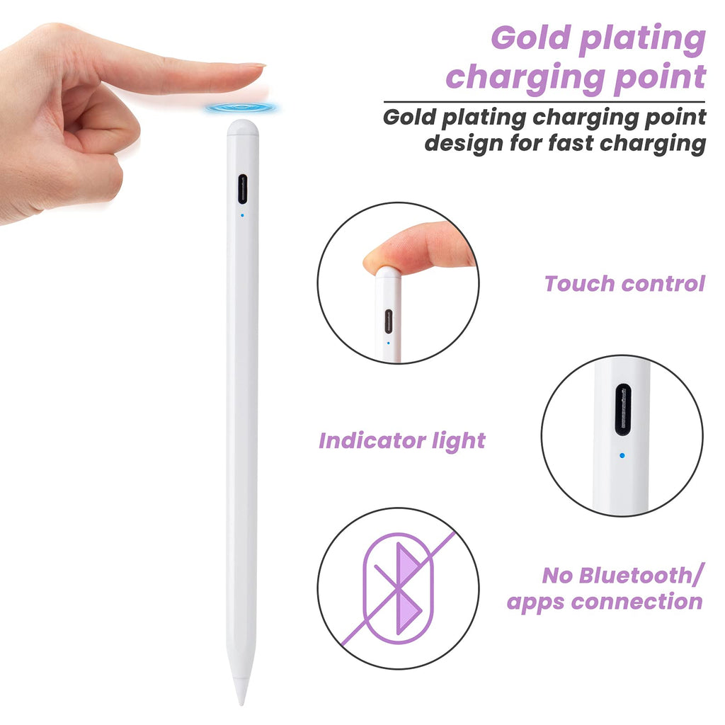 White Stylus Pen for iPad with Palm Rejection and Tilt Sensitive R1009