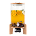 2 Gallon Glass Beverage Dispenser with Wood Stand and Stainless Steel Spigot H937982