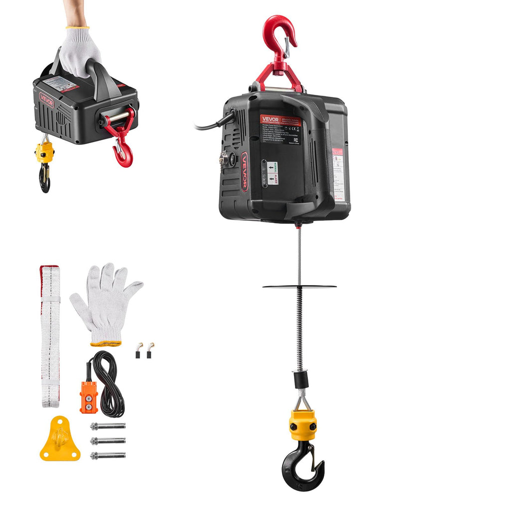 1100 lbs 1500W Electric Hoist Winch with Wired Remote Control R18198