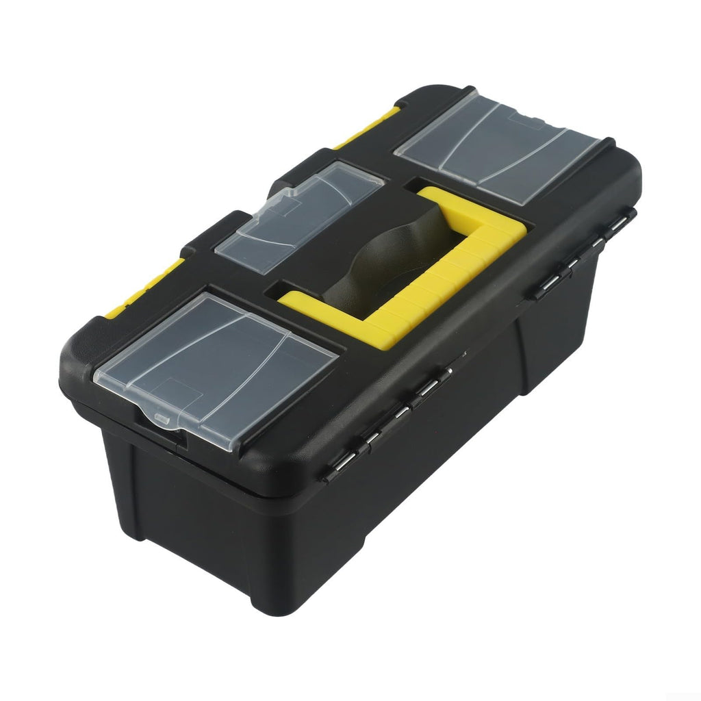 Black 10-Inch Plastic Toolbox with Dual Layers and Embedded Handle L987