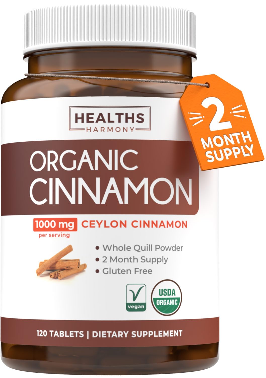 USDA Organic Ceylon Cinnamon 1000mg Vegan Non-GMO Supplement D399473