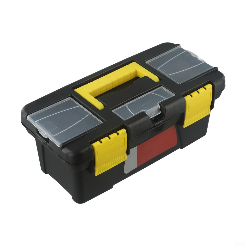 Black 10-Inch Plastic Toolbox with Dual Layers and Embedded Handle L987