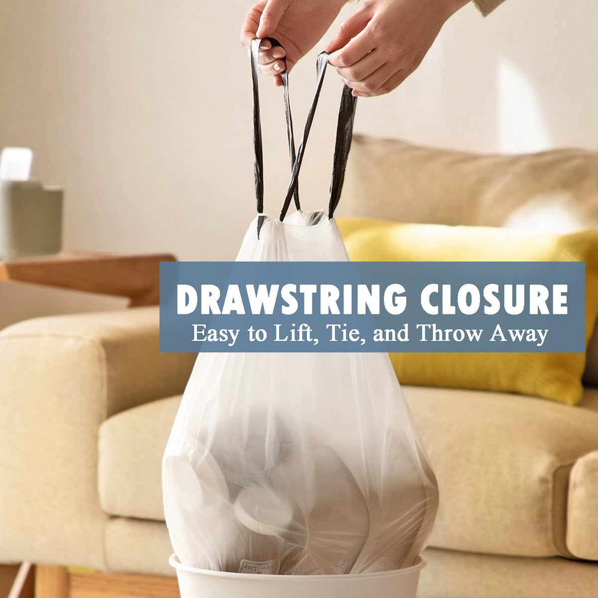 4 Gallon Drawstring Trash Bags 57 Count White B18215
