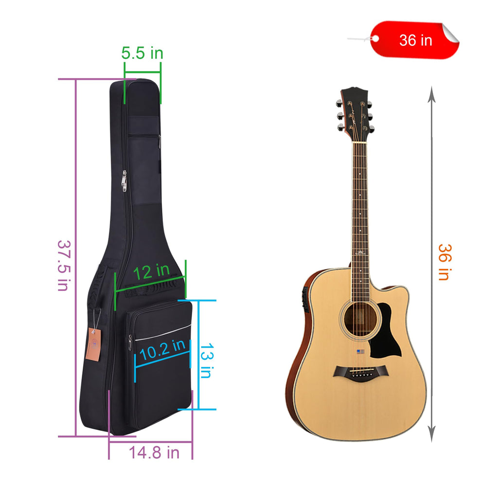 36 Inch Acoustic Guitar Case Soft Padded Gig Bag P307