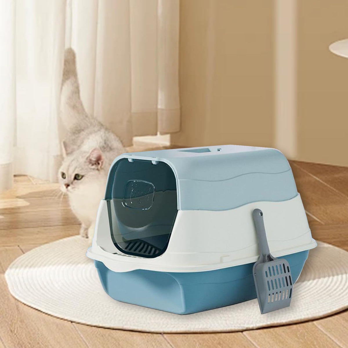 Enclosed Cat Litter Box with Lid and Scoop S9477