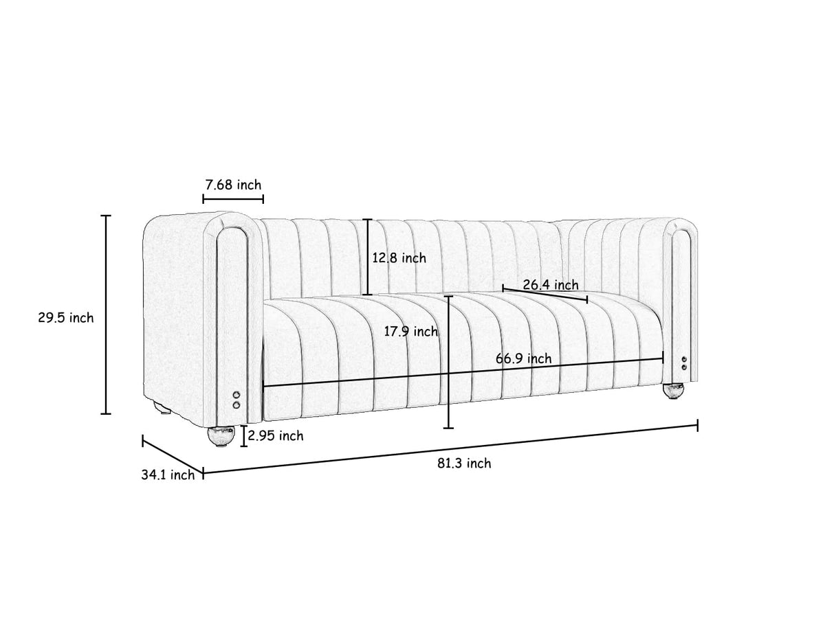 Orange Velvet Tufted 3-Seater Sofa K21970