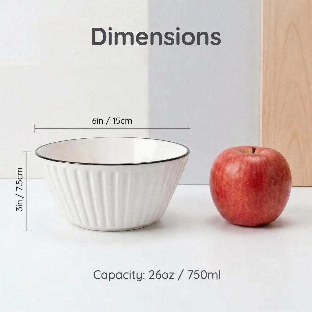 White Ceramic Serving Bowls Set of 4 K22813