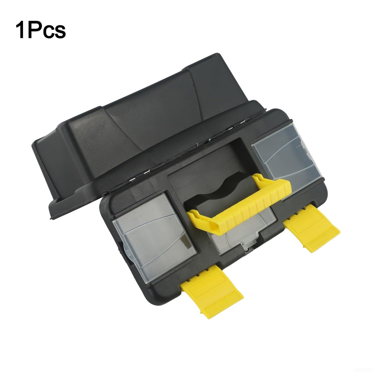 Black 10-Inch Plastic Toolbox with Dual Layers and Embedded Handle L987