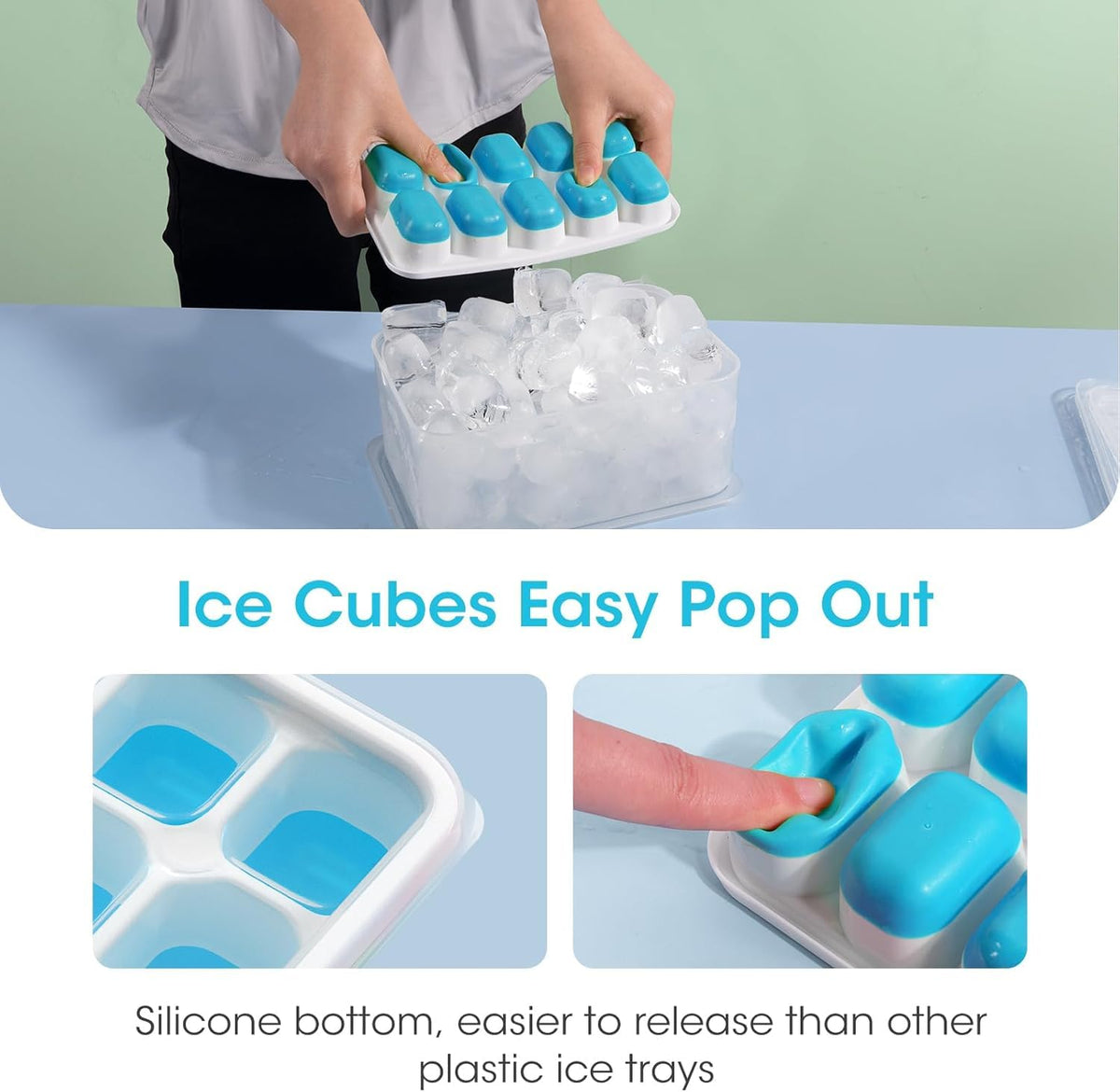Ice Cube Tray with Lid and Bin, 4 Pack T426