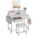White Makeup Vanity Desk with Mirror and Lights, Chair and Drawers A493