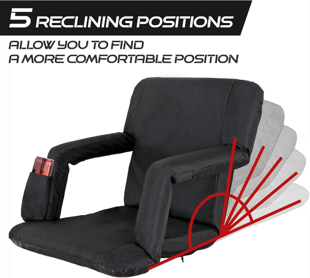 21" 25" Wide Padded Stadium Seat Chair with Back Support and Arms Q406