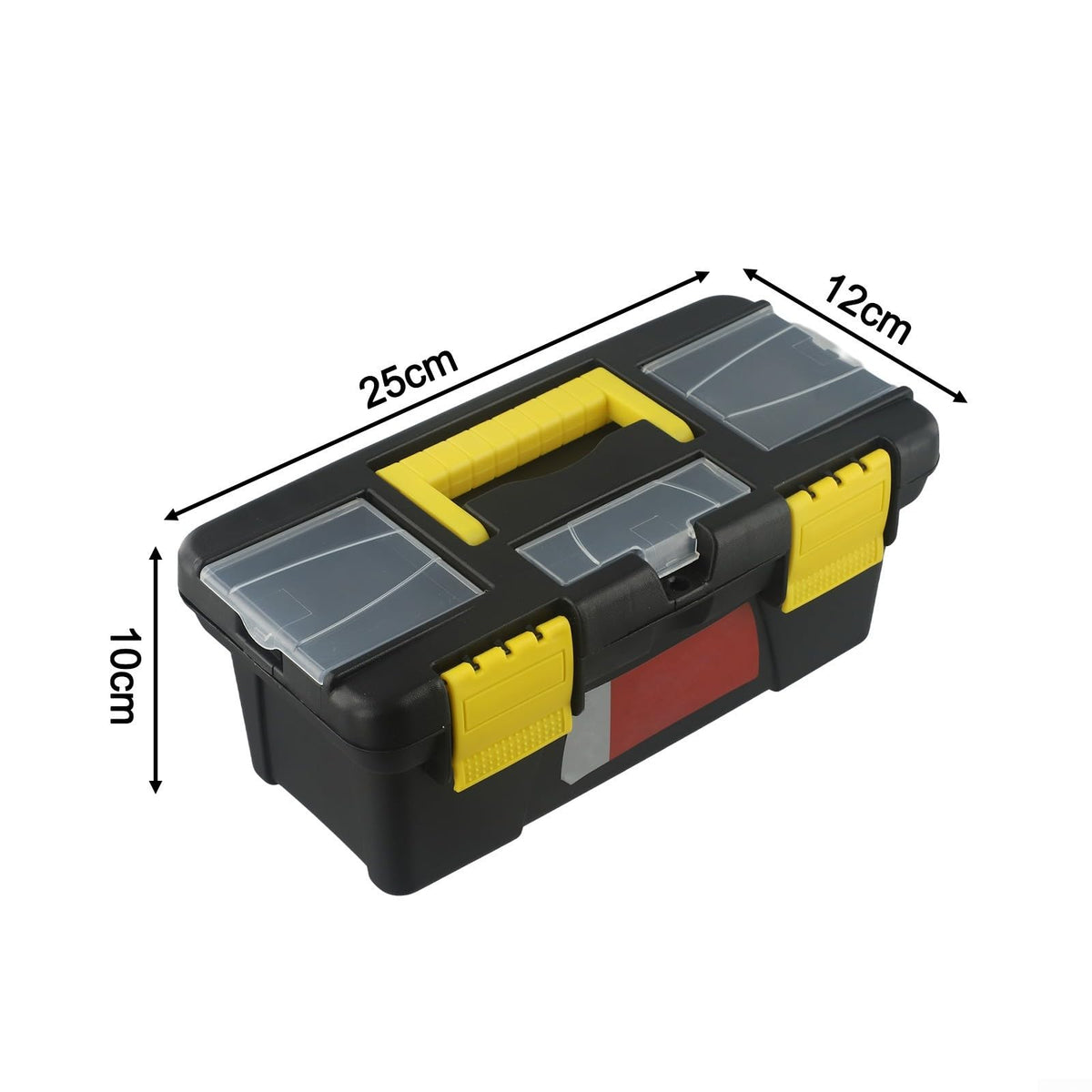 Black 10-Inch Plastic Toolbox with Dual Layers and Embedded Handle L987