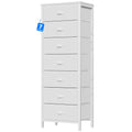 White Tall Dresser with Fabric Drawer N170