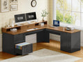 63" L Shaped Desk with Drawers and Storage Cabinet O614398