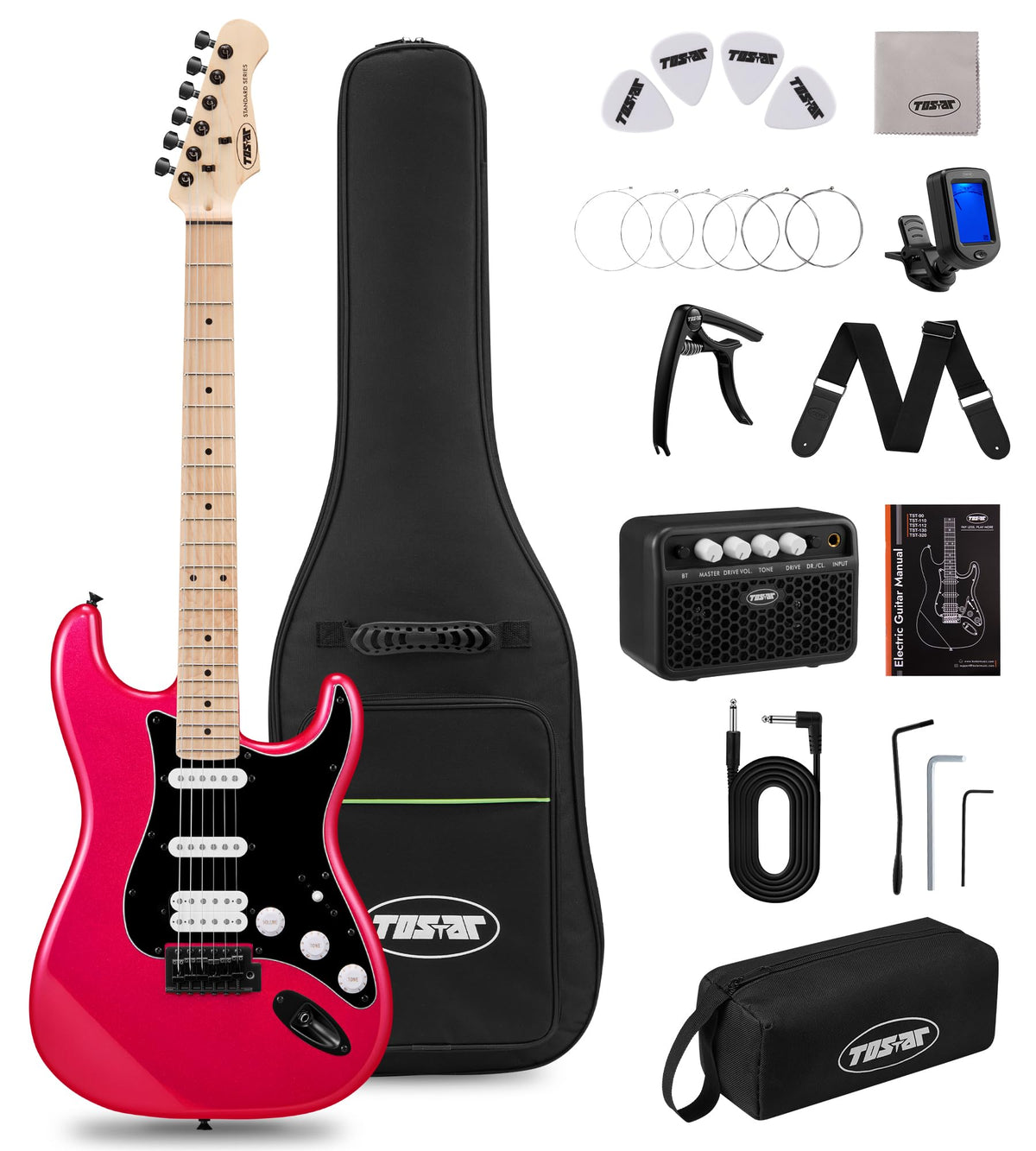 39" Electric Guitar Kit with Amp Sparkle Red O81821