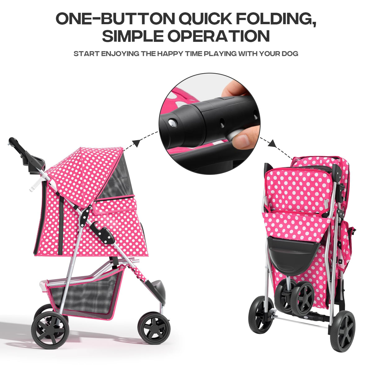 Foldable 3-Wheel Pet Stroller J284097