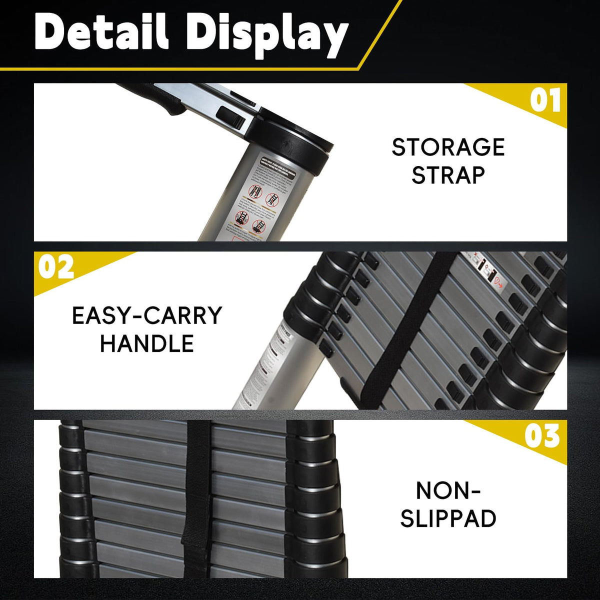 14.5FT Aluminum Telescoping Ladder 330LB Capacity Z506858