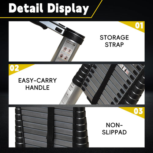 14.5FT Aluminum Telescoping Ladder 330LB Capacity Z506858