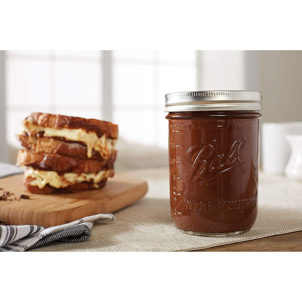 Wide Mouth Glass Mason Jars with Lids and Bands, 12 Pint Size 16 Ounce Q623