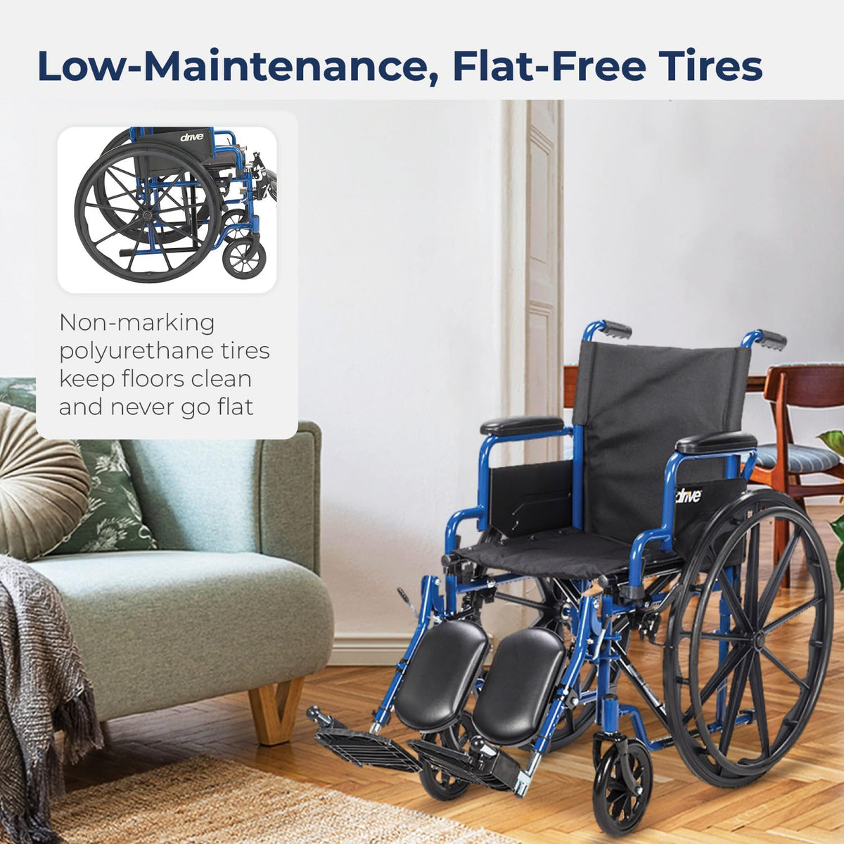 Blue Streak Foldable Wheelchair with Leg Rests Q253