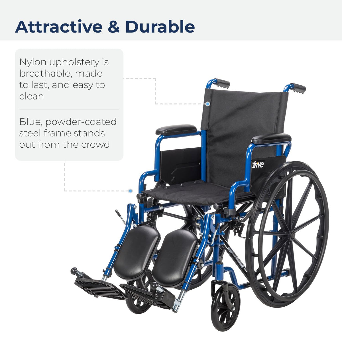 Blue Streak Foldable Wheelchair with Leg Rests Q253