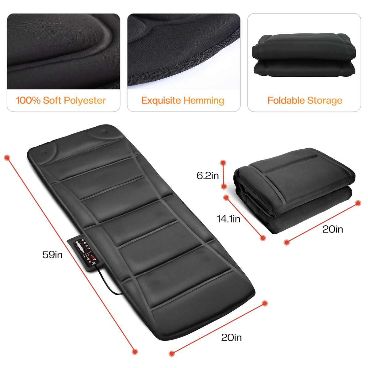 10 Vibration Motors Massage Mat with Auto Shut Off F848783